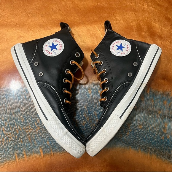 Converse Classic Hi Boots Moc Toe Black Leather High tops size 7 leather - Picture 2 of 14